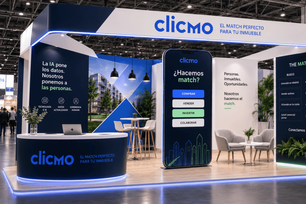Stand para evento corporativo preparado por la agencia Bloom® para Climo